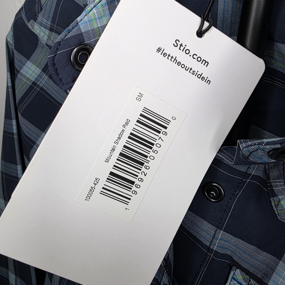 NEW Stio Eddy Long Sleeve Mountain Shadow Blue Plaid Button Up Shirt Size Small - Picture 6 of 10